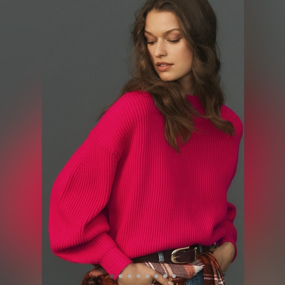 Anthropologie Maeve Easy Pullover Sweater Pink Red Size XS - Picture 1 of 11